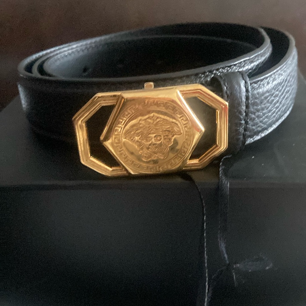 New Versace Black And Gold Belt With Tags